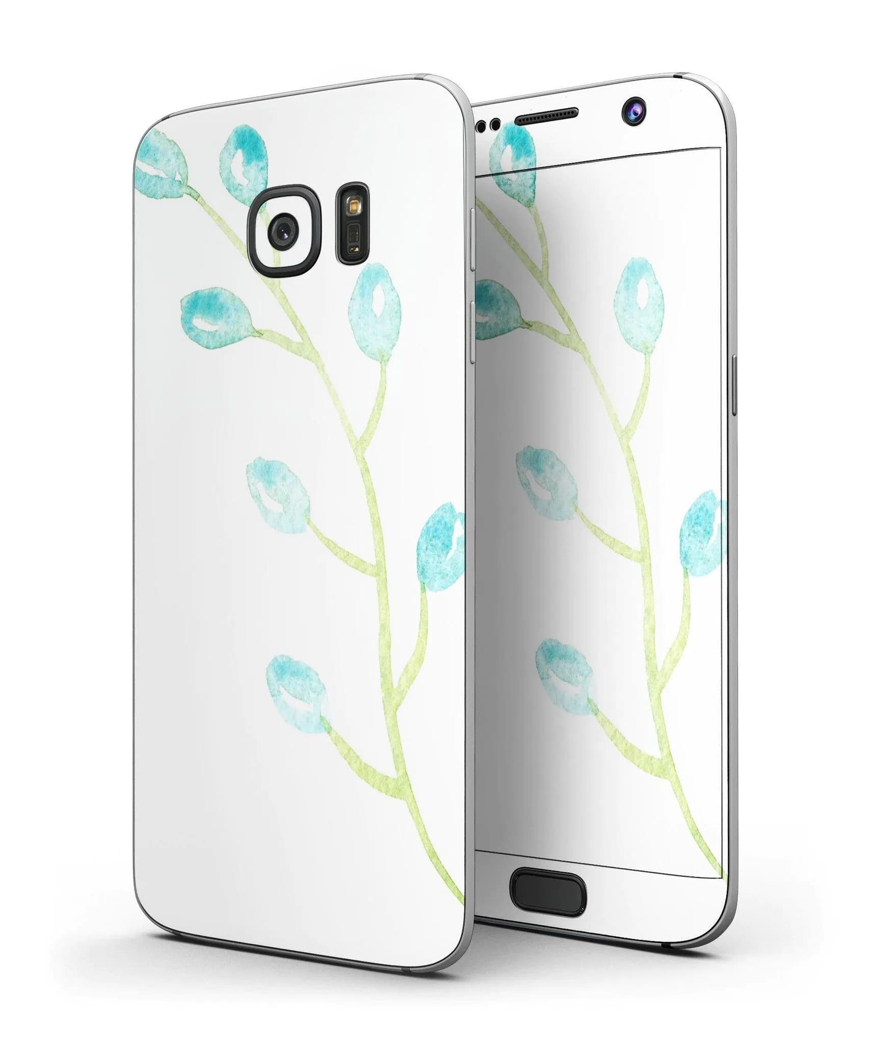 image-Blue Watercolor on White - Full Body Skin-Kit for the Samsung Galaxy