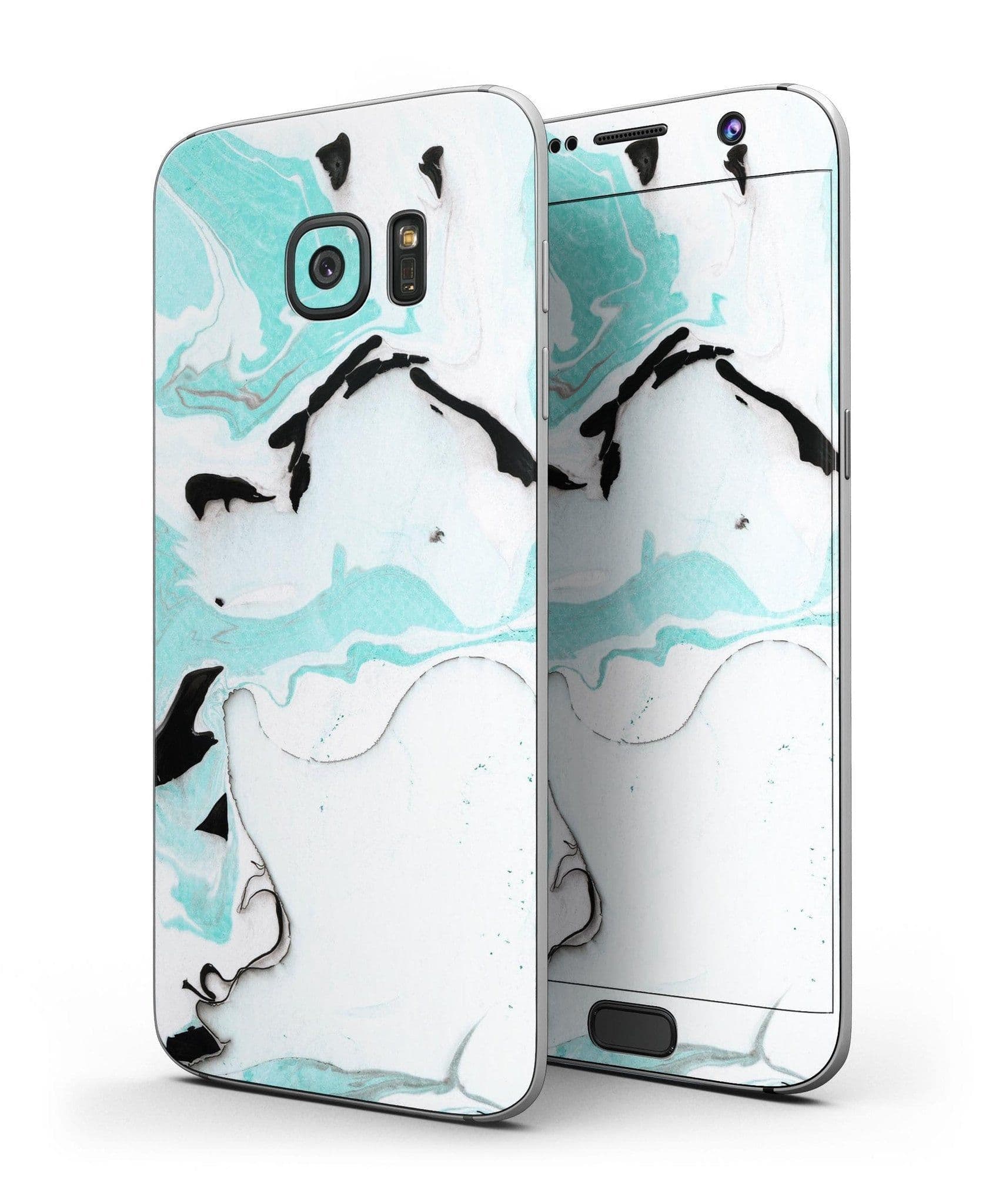 image-Black and Teal Textured Marble - Full Body Skin-Kit for the Samsung