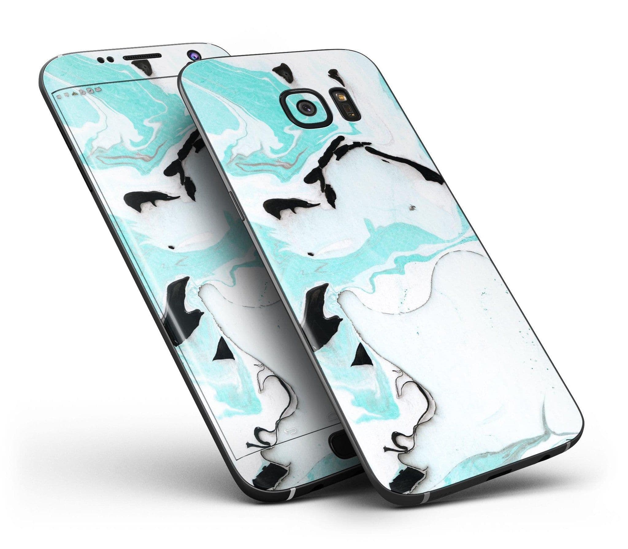 image-Black and Teal Textured Marble - Full Body Skin-Kit for the Samsung