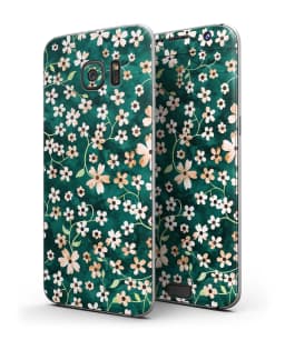 image-Flowers with Stems over Deep Green Watercolor - Full Body Skin-Kit for
