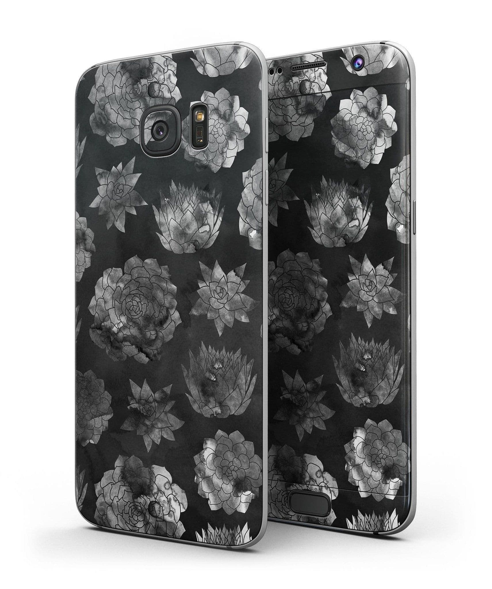 image-Black Floral Succulents - Full Body Skin-Kit for the Samsung Galaxy S7