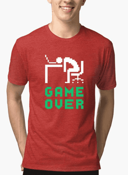 image-Game Over Half Sleeves Melange T-shirt
