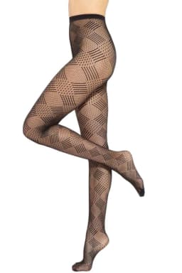 image-Seamless Fishnet Tights Diamond Pattern Gatta Runway 06 - Black