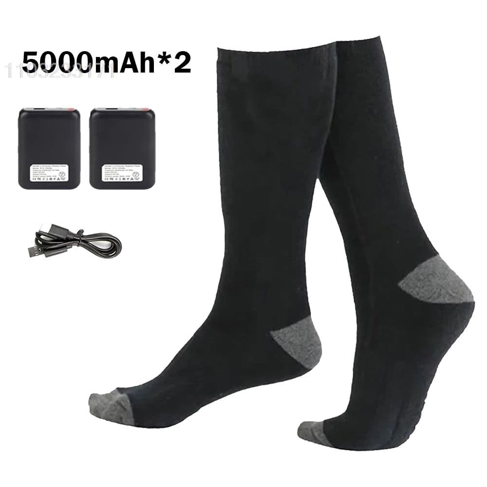 image-Heated Socks Rechargeable 5000mah Electric Heated Skiing Socks Snowboarding Outdoor Sports Foot Warmer Winter Thermal Socks