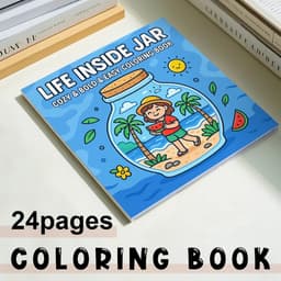 image-LIFE INSIDE JAR COZY BOLD & EASY Coloring Book For Adult Stress Relief Perfect Gifts For Kids Drawing Picture Books 