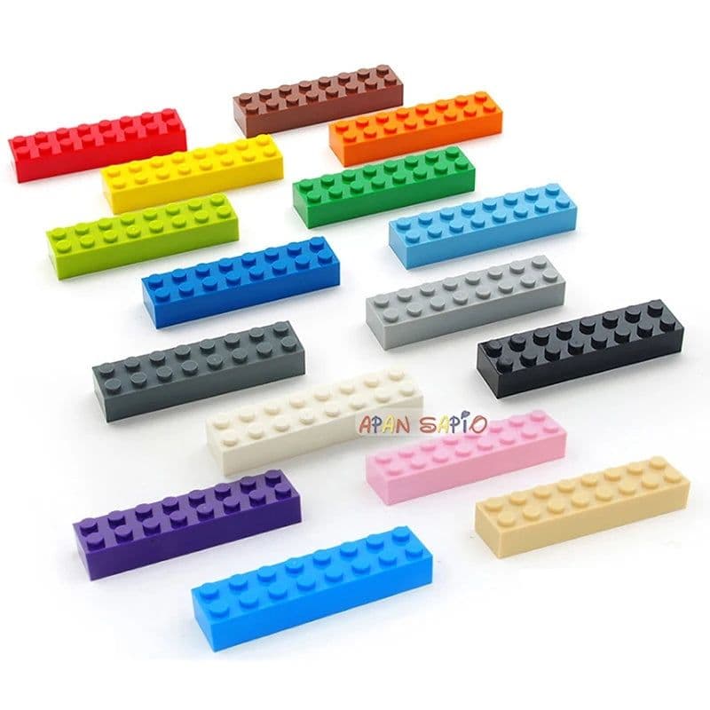 image-20pcs DIY Building Blocks Thick 2x8 Dots Educational Creative Toys for Children Figures Plastic Bricks Size Compatible With 3007