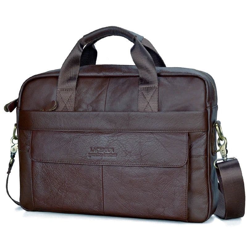 image-Men Genuine Leather Handbags Casual Leather Laptop Bags Male Business Travel Messenger Bags Men's Crossbody Shoulder Bag