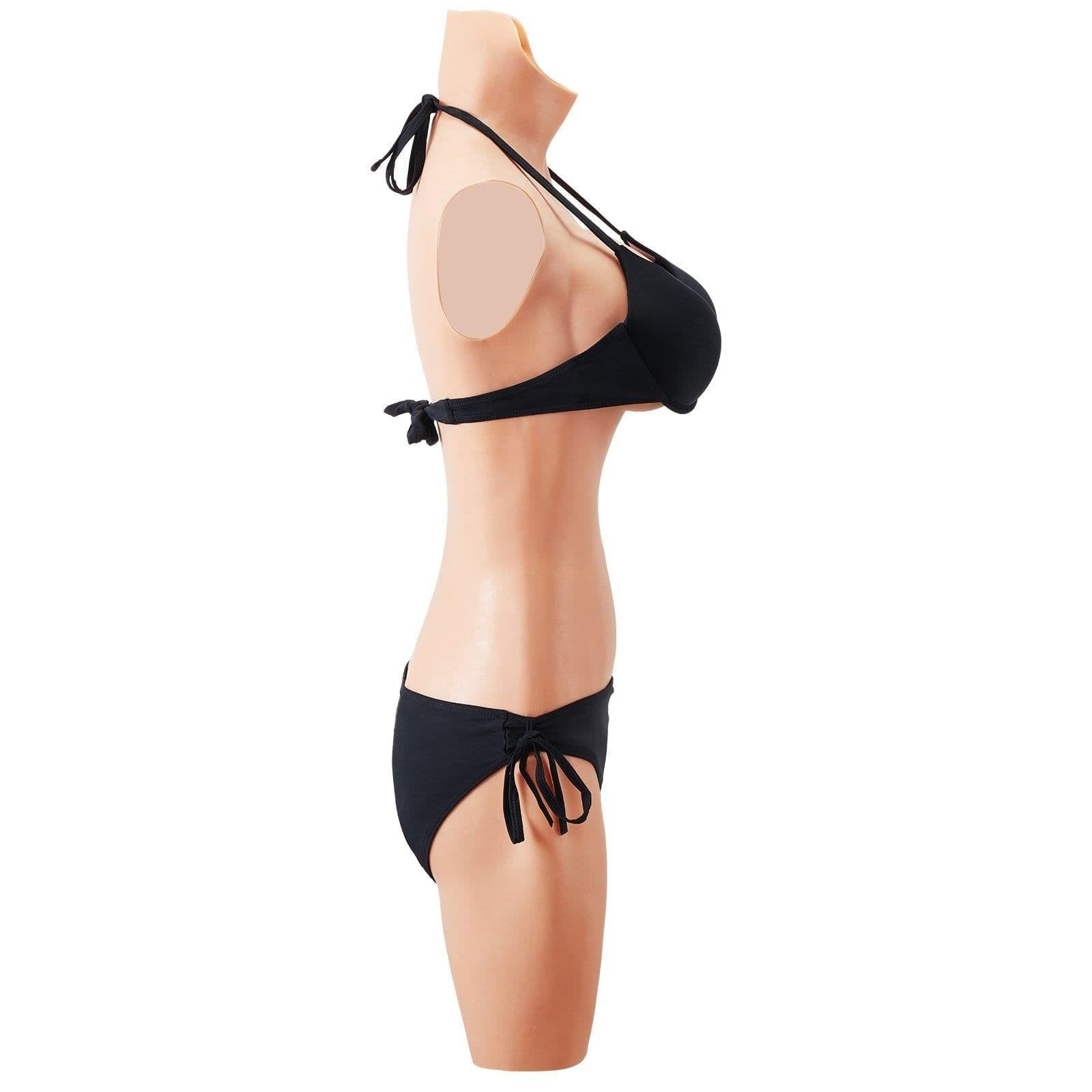 image-Silicone Bodysuit D-Cup Fake Boobs Breastplate for Crossdressers Drag Queen