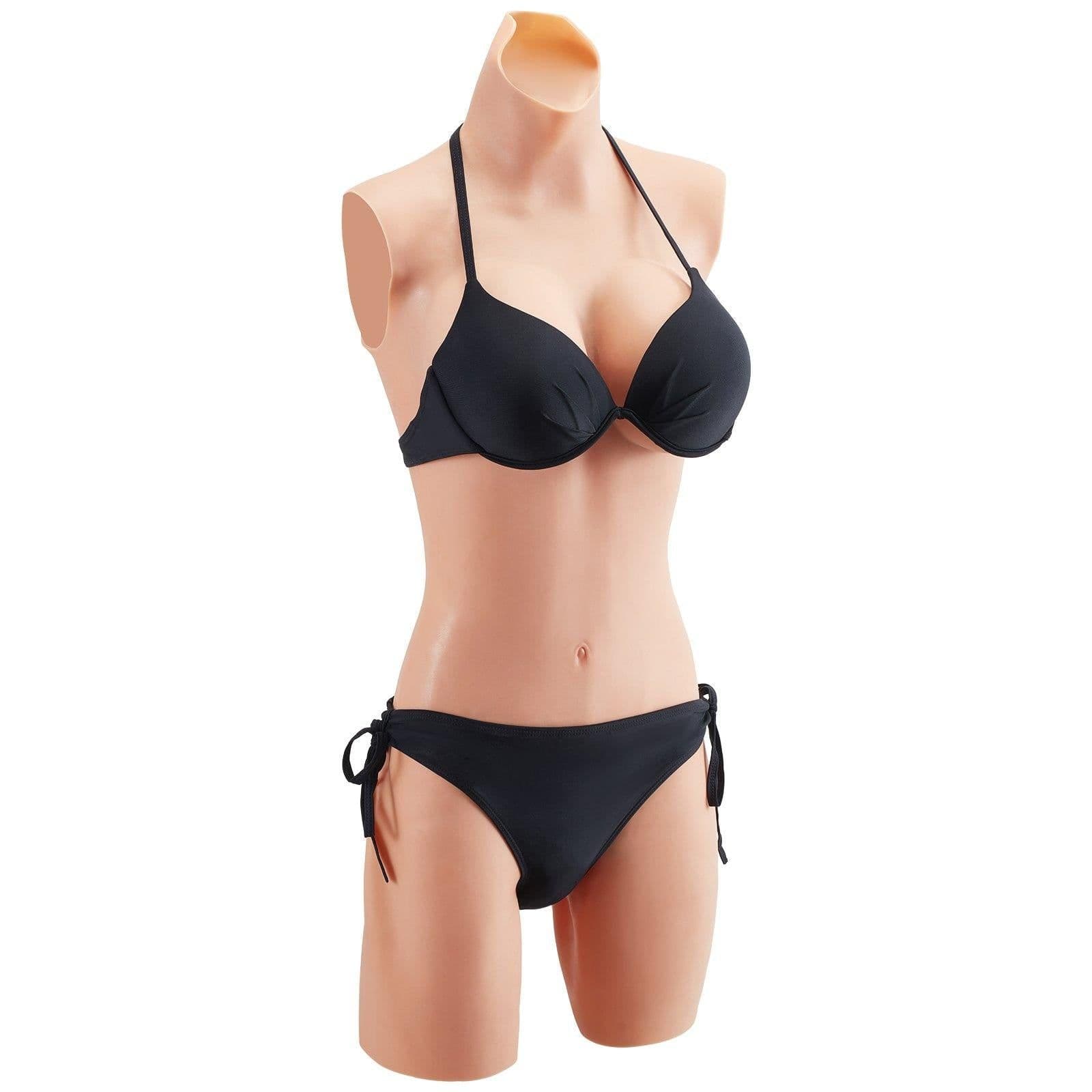 image-Silicone Bodysuit D-Cup Fake Boobs Breastplate for Crossdressers Drag Queen