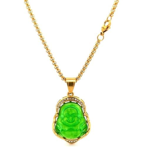 image-SERAPHIEL STEEL GREEN GOLD NECKLACE I D94336