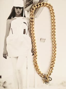 image-18kt Gold plated brass Curb Chain Necklace and rudder clasp. Rudder