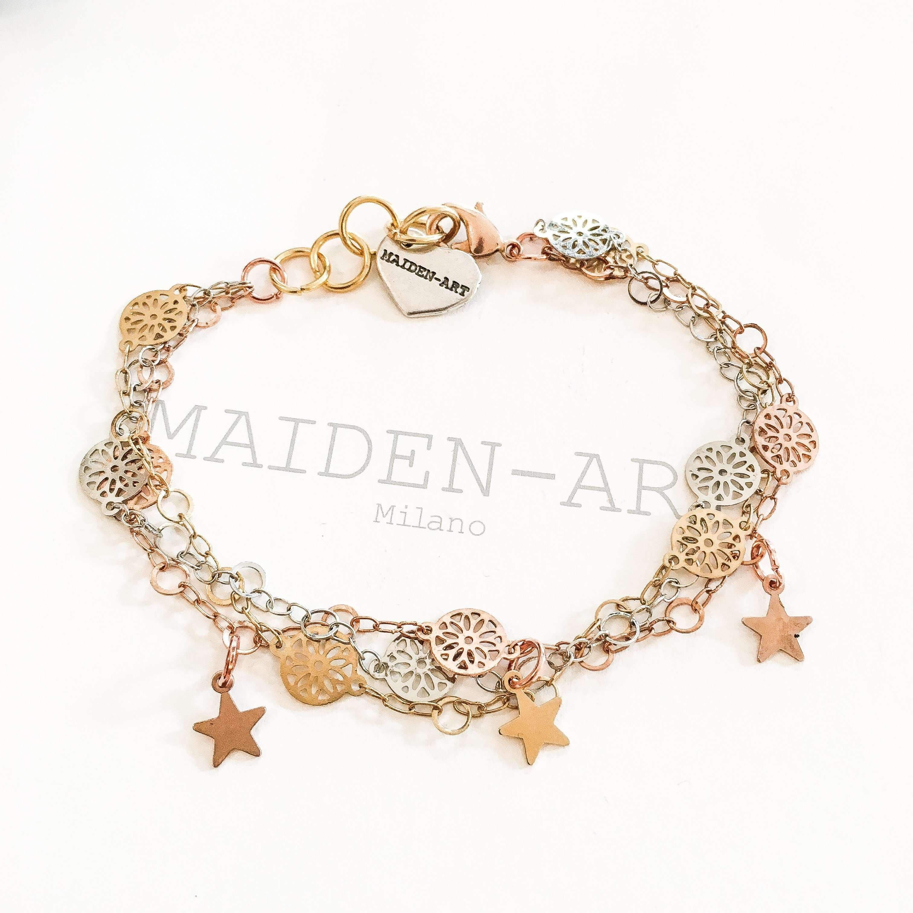 image-Lucky Charm Star Bracelet in 18kt Gold Plated, Rose Gold and Silver