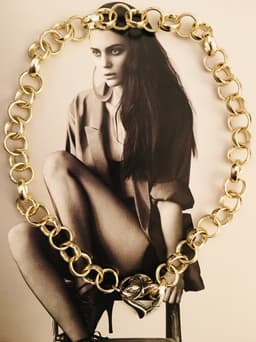 image-18kt Gold Plated Brass Choker Necklace and Silver Heart Clasp.