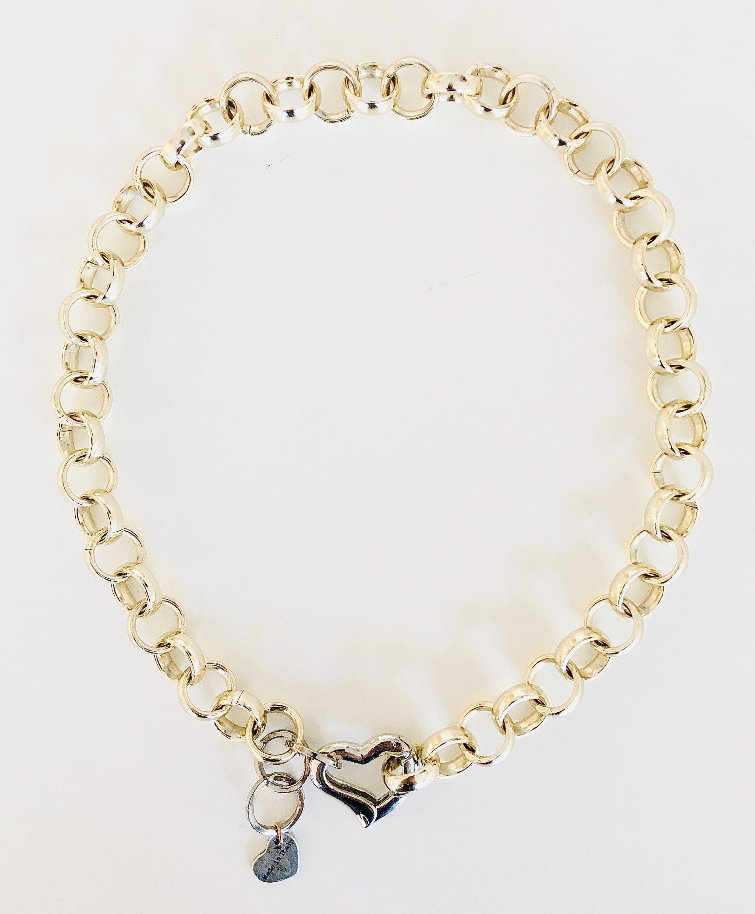 image-18kt Gold Plated Brass Choker Necklace and Silver Heart Clasp.