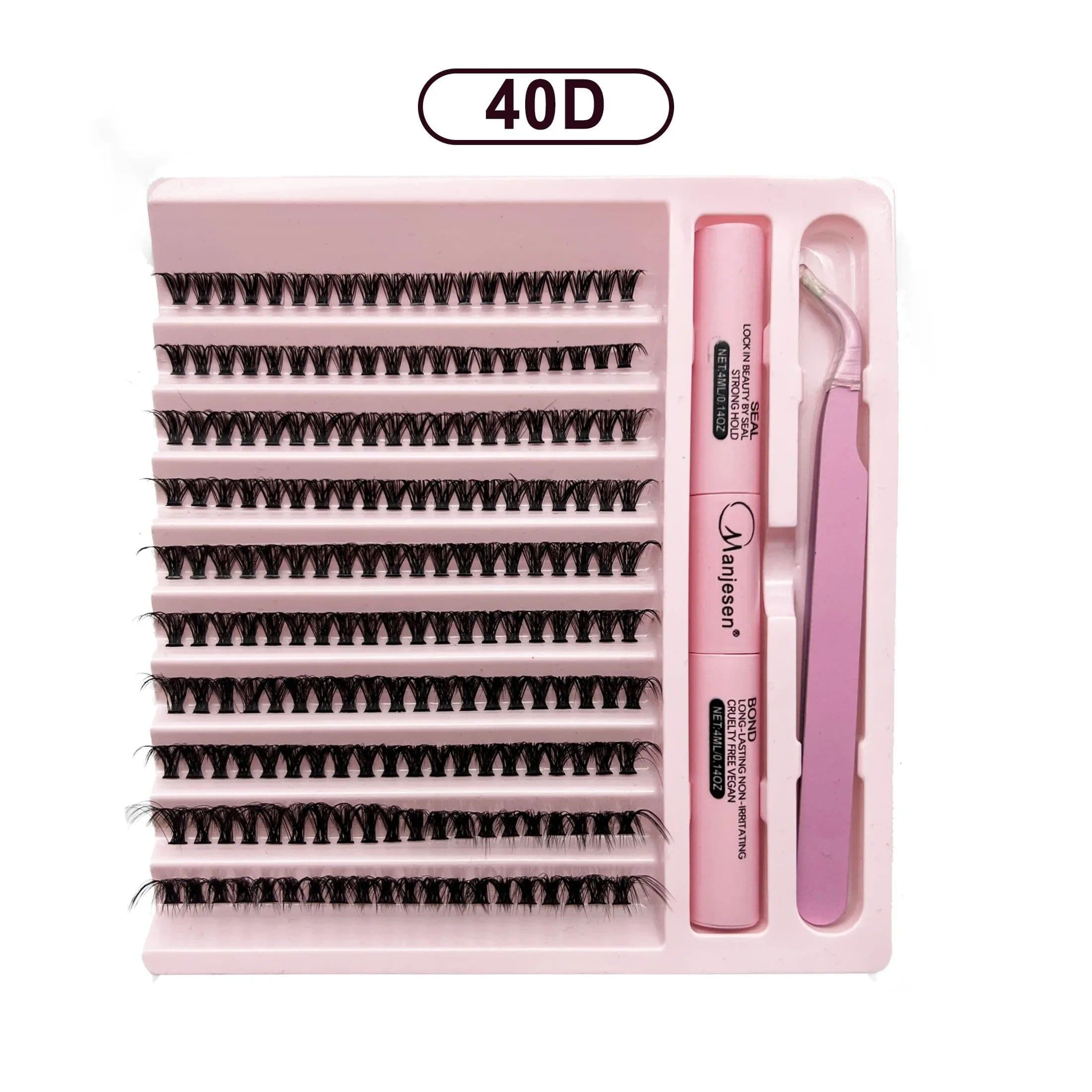image-DIY Lashes Extension Kit Eyelashes 200 PCS Clusters Lash Bond and Seal Makeup Tools for Gluing Lashes Gluing Glue Accessories