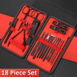 image-7/10/12/18/20/24PCS Set Professional Manicure Set Kits Stainless Steel Fingernail Toenail Clippers Set with Leather Portable