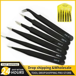 image-2/6pcs Precision Tweezers Set ESD Anti-Static Stainless Steel Tweezers Repair Tools for Electronics Repair Soldering Craft Tools
