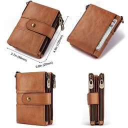 image-KAVIS 100% Genuine Leather Rfid Wallet Men Crazy Horse Wallets Coin Purse Short Male Money Bag Quality Designer Mini Walet Small