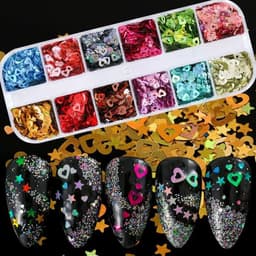 image-12 Colors Nails Abalone Shell Fragments Texture Natural Sea Shell 3d Glitter Nail Art Decoration Powder Sequins Beauty Tools