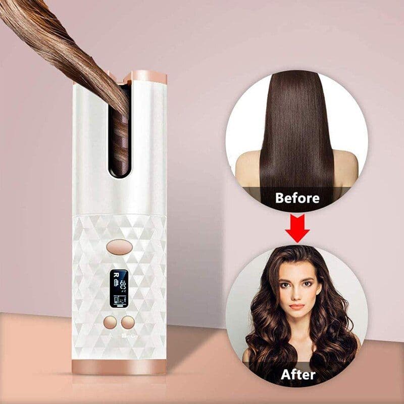 image-Wireless Automatic Hair Curler Rechargeable Ceramic Curling Iron Hair