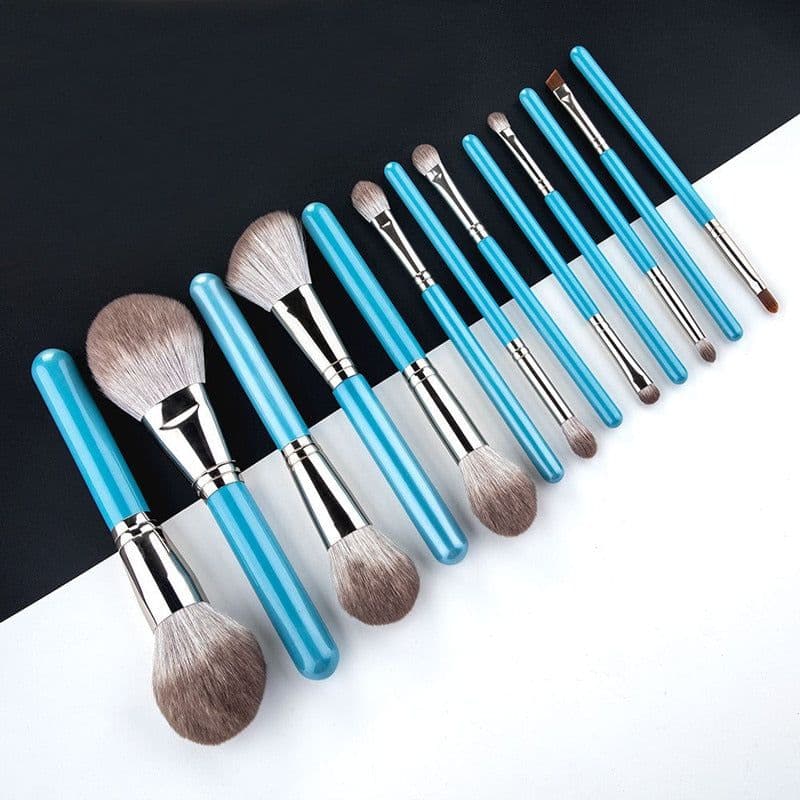 image-13 pcs Blue Makeup Brushes Set Powder Blush Blending Eye shadow Lip