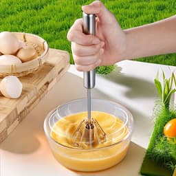 image-Stainless Steel Egg Beater Durable Semi-Automatic Mixer for Effortless Egg Cream Mixing Stirring and Beating for Kitchen Baking
