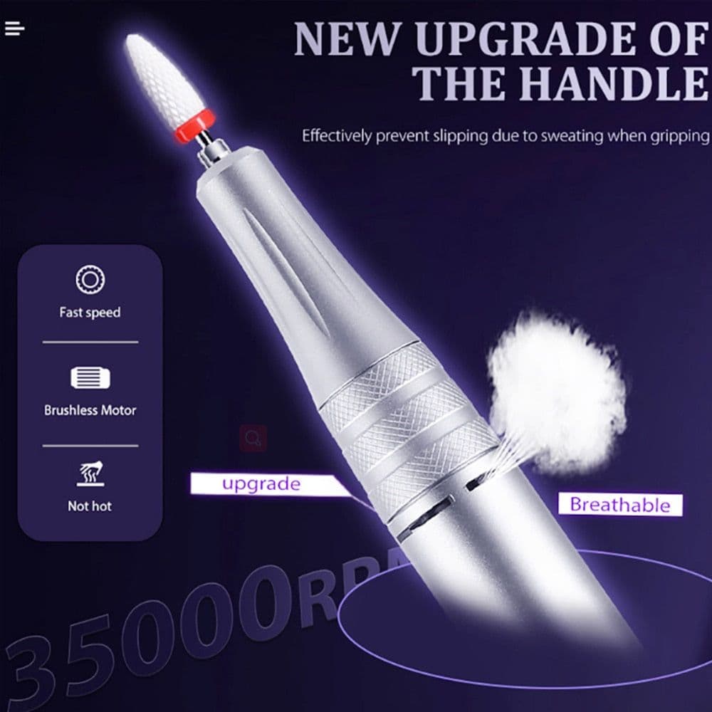 image-New Rechargeable Electric Cordless Nail Drill Machine 35,000 RPM & UV