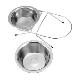 image-Stainless Steel Pet Cat Double Bowl With Raised Stand