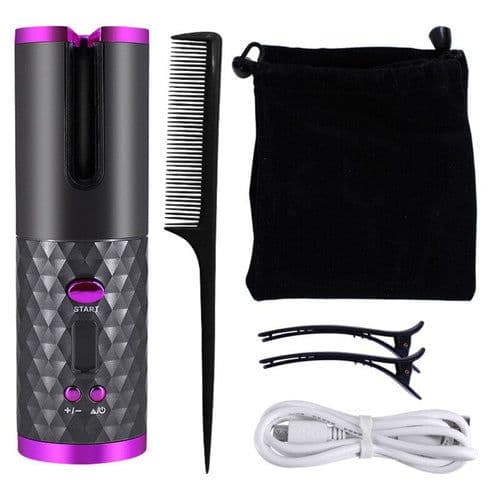 image-Wireless Automatic Hair Curler Rechargeable Ceramic Curling Iron Hair