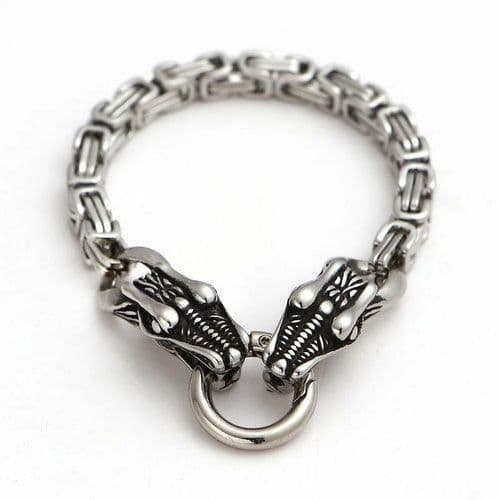 image-Double Wolf Head Bracelet