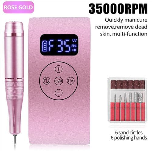 image-New Rechargeable Electric Cordless Nail Drill Machine 35,000 RPM & UV