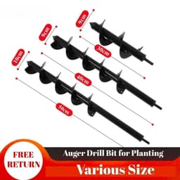 image-DIY Carbon Steel Planter Garden Auger Spiral Drill Bit Flower Planting Hole Digger Drill Bit Yard Gardening Bedding Planting
