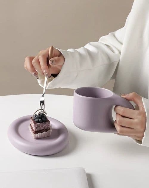 image-Handcrafted Bauhaus Ceramic Chubby Mugs
