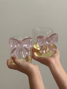 image-Handmade Cute Whimsical Bowknot Cup Set of 2 Pcs, Tumbler Glass