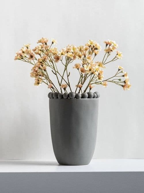 image-Handmade Morandi-color Pomponette Vase, Dotted Cylinder Centrepiece