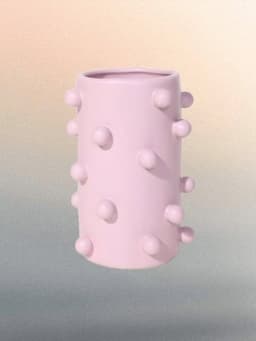 image-Handmade Morandi-color Pomponette Vase, Dotted Cylinder Centrepiece