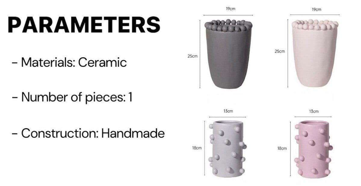 image-Handmade Morandi-color Pomponette Vase, Dotted Cylinder Centrepiece