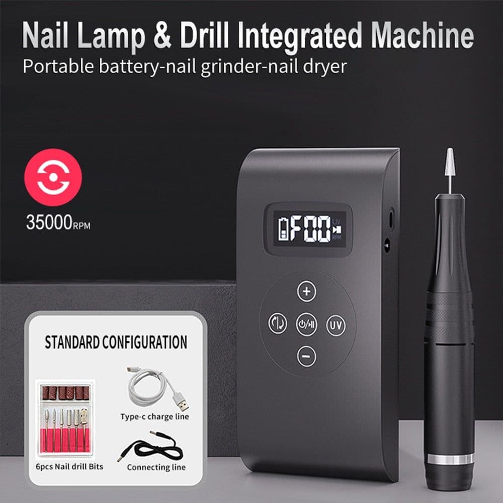 image-New Rechargeable Electric Cordless Nail Drill Machine 35,000 RPM & UV