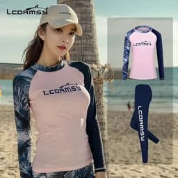 image-Long-sleeved Split Snorkeling Wetsuits Quick dry Surfing Suit Sun-proof Beach Swimwear With Trousers