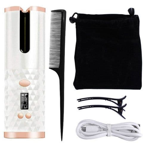 image-Wireless Automatic Hair Curler Rechargeable Ceramic Curling Iron Hair