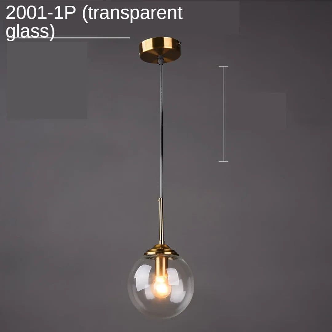 image-Modern Glass Ball Pendant Lighting Fixture Golden Ring Kitchen Dining Room Bedside Hanging Lamps Luminaire Suspension Lights