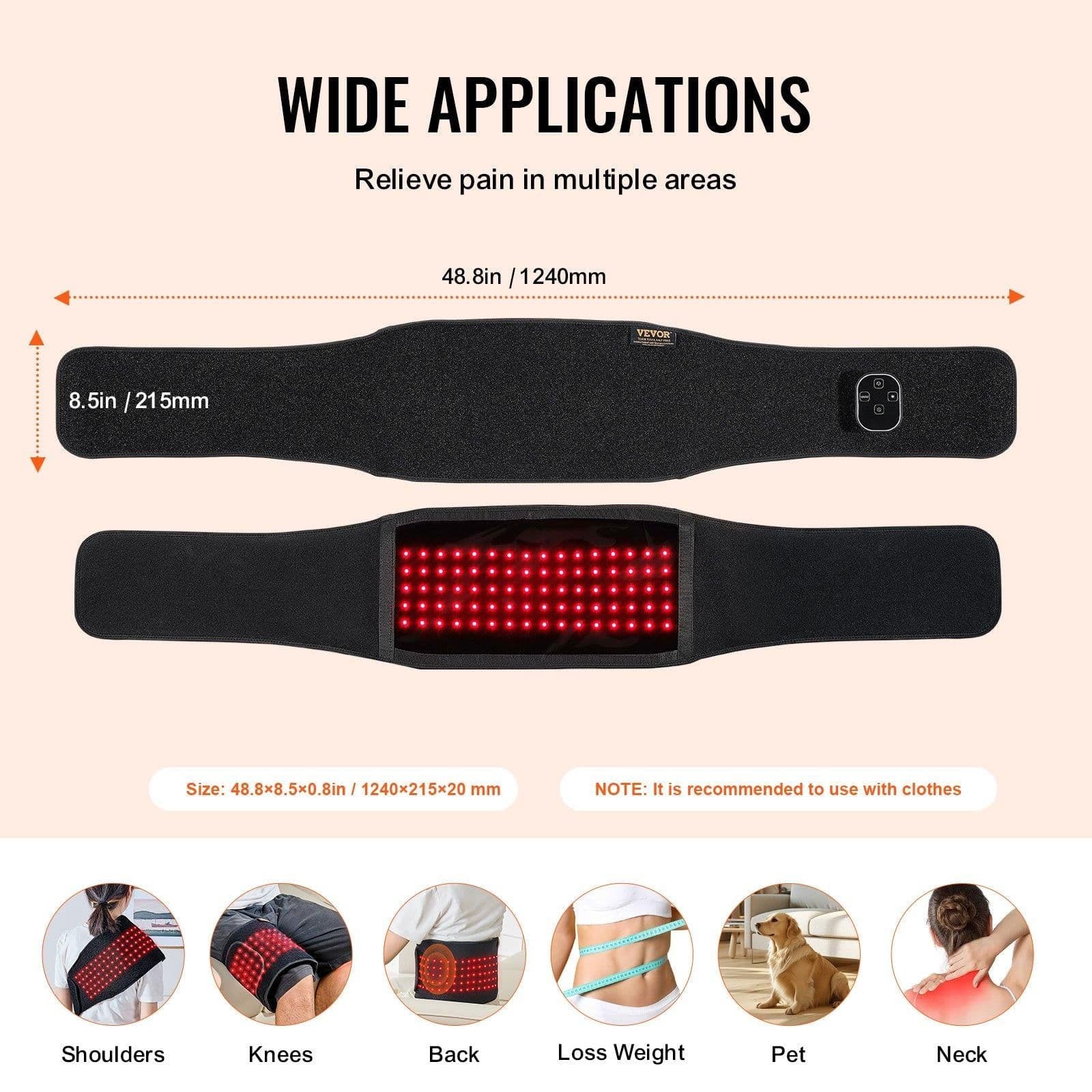 image-Red Light Therapy Belt for Waist Shoulder 660&850nm Light Therapy Device