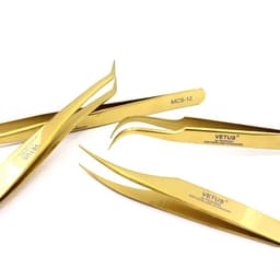 image-100%Vetus MCS Series Golden colors Premium Beauty Makeup Tweezers for Eyelashes Extension Pinzas Super precision