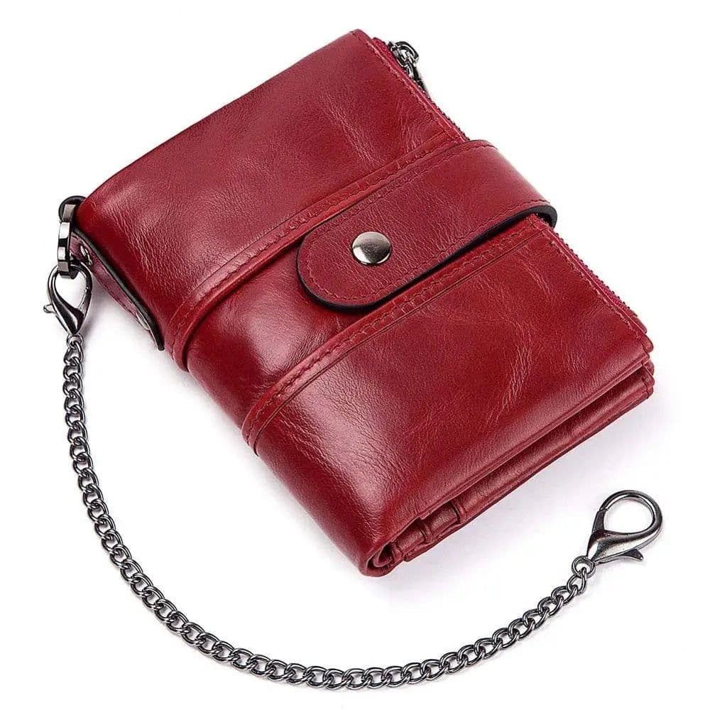 image-KAVIS 100% Genuine Leather Rfid Wallet Men Crazy Horse Wallets Coin Purse Short Male Money Bag Quality Designer Mini Walet Small