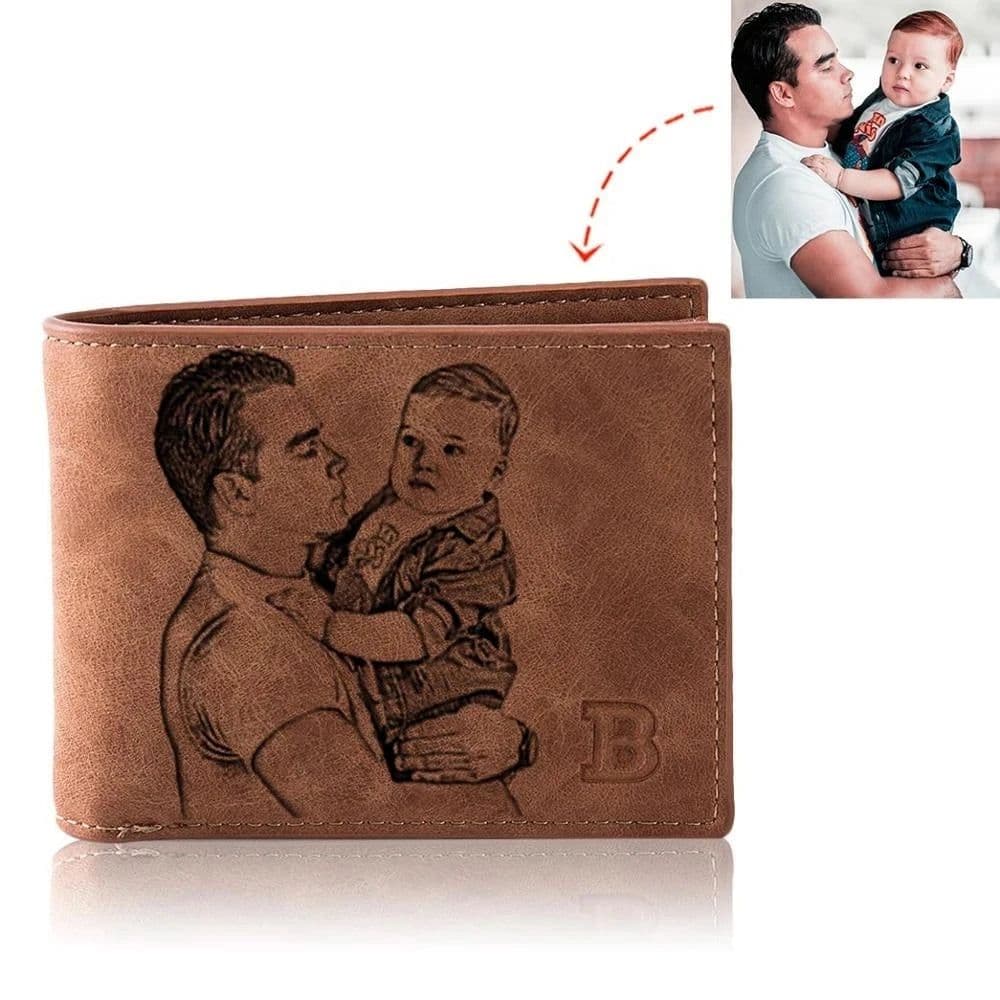 image-Picture Wallet Custom Engraving Wallet Frosted Retro Multifunction Wallets Multi Card Holder Leisure Coin Bag Father's Day Gift