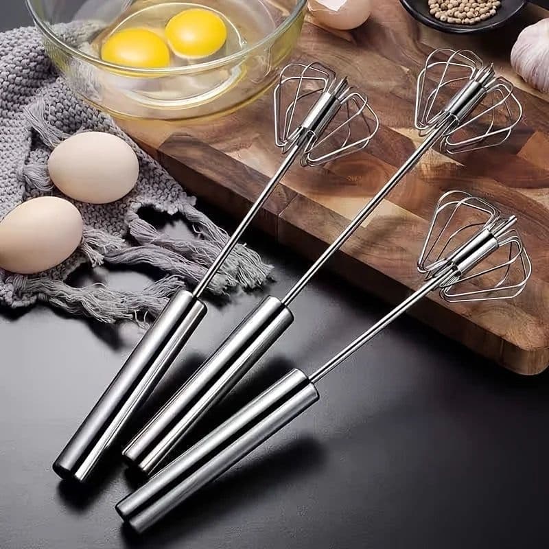 image-Stainless Steel Egg Beater Durable Semi-Automatic Mixer for Effortless Egg Cream Mixing Stirring and Beating for Kitchen Baking
