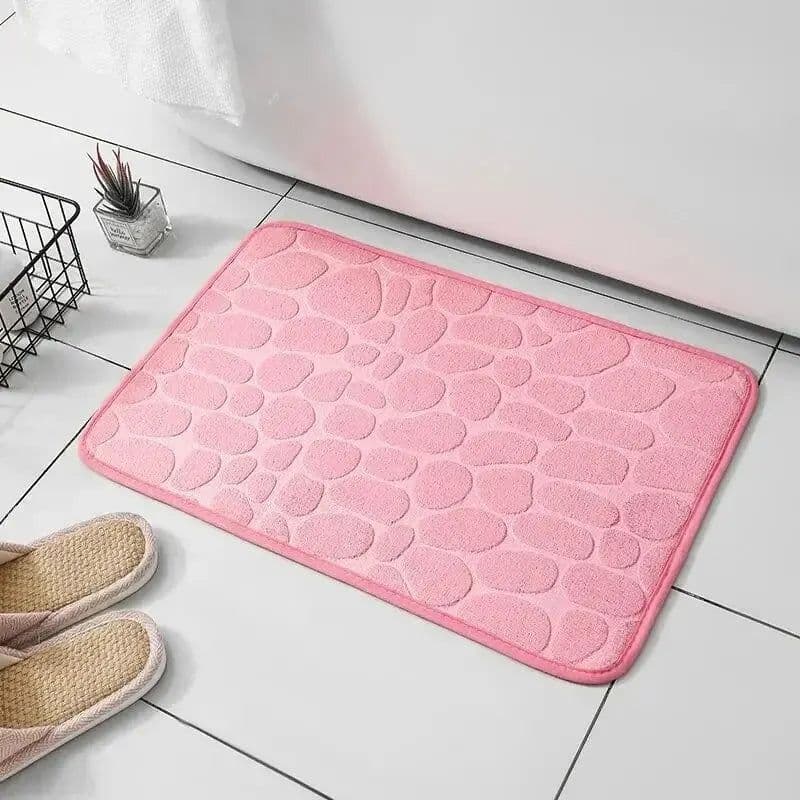 image-1pc embossed fiber carpet, bathroom living room anti slip mat, pebble floor mat, household items