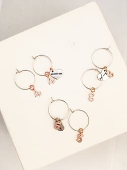 image-Number hoop earrings in silver, rose gold and rhinestones.