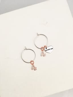 image-Number hoop earrings in silver, rose gold and rhinestones.