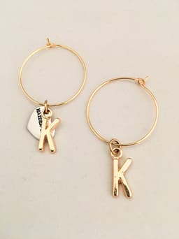image-Initial Hoop Earrings Gold. Letter Hoop Earrings Gold.